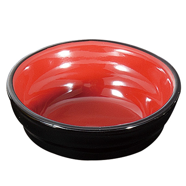 福井クラフト φ95陶器調丸小鉢 黒内朱 30003160 1個（ご注文単位1個）【直送品】