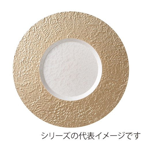 福井クラフト 耐熱28cmムーンプレート 内ホワイトアクア/リムゴールド/裏白塗 75020420 1個(ご注文単位1個)【直送品】