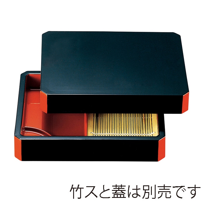 福井クラフト DX隅切天もりざる　本体　底板無 黒内朱 46200090 1個（ご注文単位1個）【直送品】