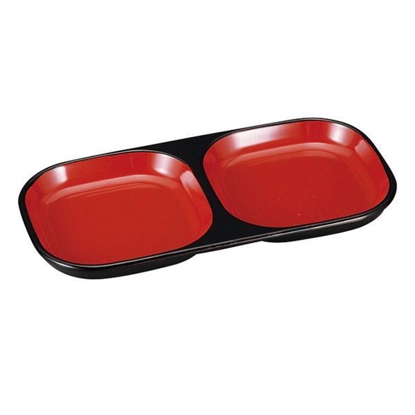 福井クラフト 渕丸2点薬味皿 朱天黒 45151850 1個（ご注文単位1個）【直送品】