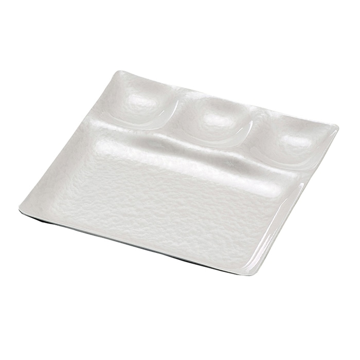 福井クラフト 25cm角　1／3プレート ホワイトアクア　裏黒塗　汚染防止加工 17411905 1個（ご注文単位1個）【直送品】