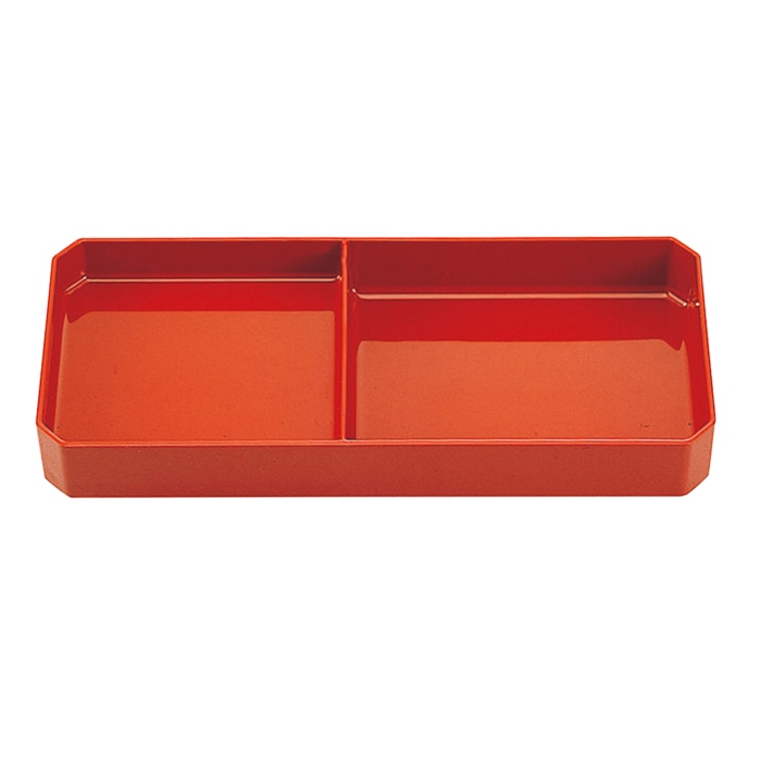 福井クラフト 源氏メンパ弁当用二ツ仕切 内外朱 23213270 1個(ご注文単位1個)【直送品】