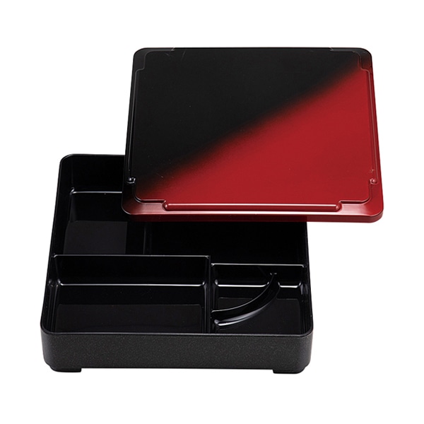 福井クラフト 8寸戦国弁当 蓋親 固定仕切 朱黒ぼかし毘沙門 内黒 23213400 1個(ご注文単位1個)【直送品】