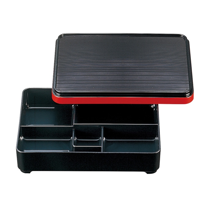 福井クラフト 8.5寸長手舞子弁当 蓋親 固定仕切 黒渕朱 内黒 23213420 1個(ご注文単位1個)【直送品】