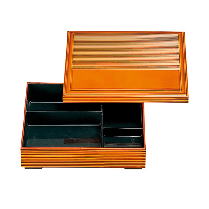 福井クラフト 6寸源氏弁当 蓋親 固定仕切 春慶 内黒 23213460 1個(ご注文単位1個)【直送品】