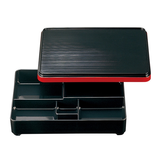 福井クラフト 9.5寸長手舞子弁当 蓋親 固定仕切 黒渕朱 内黒 23213540 1個(ご注文単位1個)【直送品】