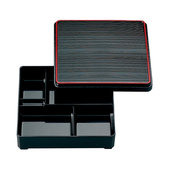 福井クラフト 7寸角千筋弁当 蓋親 固定仕切 黒天朱 内黒 23213640 1個(ご注文単位1個)【直送品】