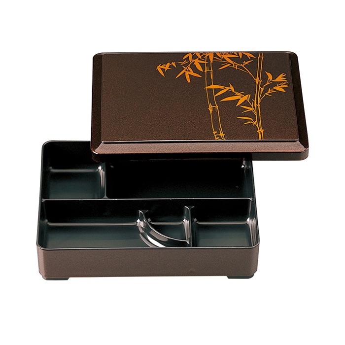 福井クラフト 8寸長手福来弁当 蓋親 固定仕切 梨地竹 内黒 23213680 1個(ご注文単位1個)【直送品】