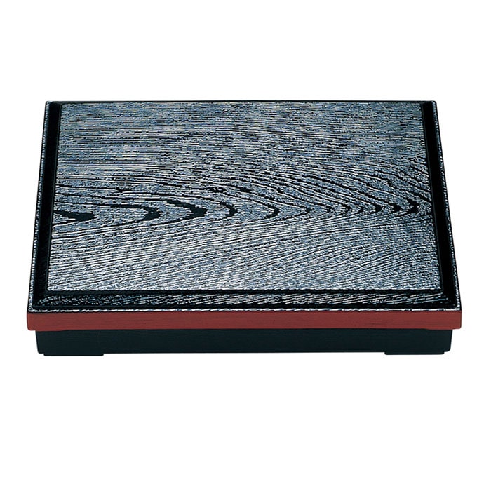 福井クラフト 9寸新長手木目松花堂 蓋親 黒渕朱 23214770 1個(ご注文単位1個)【直送品】