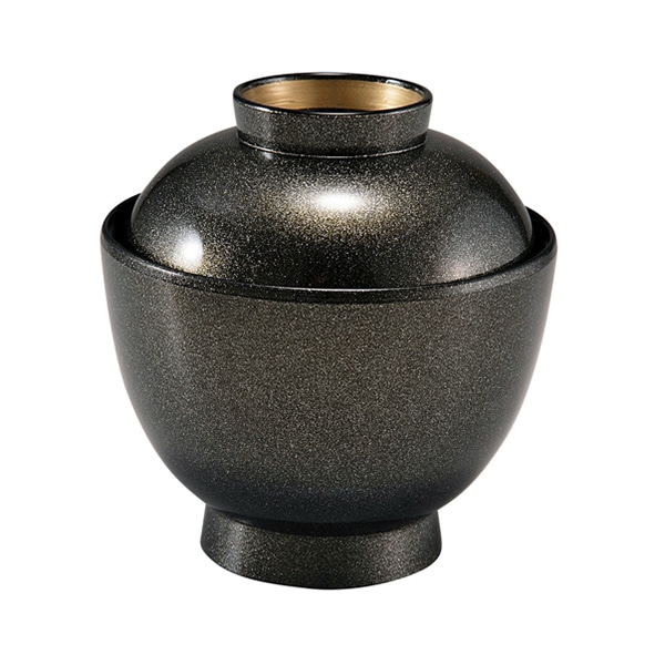 福井クラフト 耐熱小吸椀　3.2寸　玉子椀　蓋親セット 利休パール高台内金　内黒 33710480 1個（ご注文単位1個）【直送品】