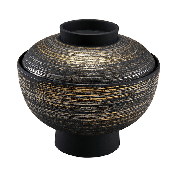 福井クラフト 耐熱雑煮椀　4.2寸　蓋親セット 志野刷毛目　内黒 33710790 1個（ご注文単位1個）【直送品】