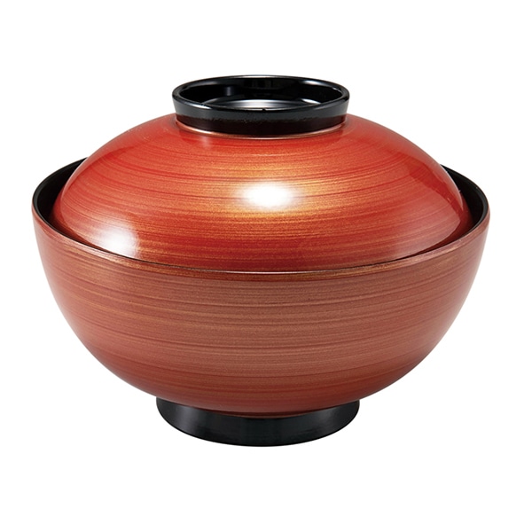 福井クラフト 耐熱仙才雑煮椀　4.5寸　蓋親セット 朱こがね　内黒 33710840 1個（ご注文単位1個）【直送品】