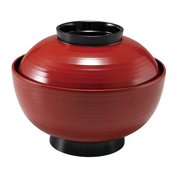 福井クラフト 耐熱雑煮椀　4.5寸　乱引雑煮椀　蓋親セット 朱ツバ黒　内黒 33710880 1個（ご注文単位1個）【直送品】