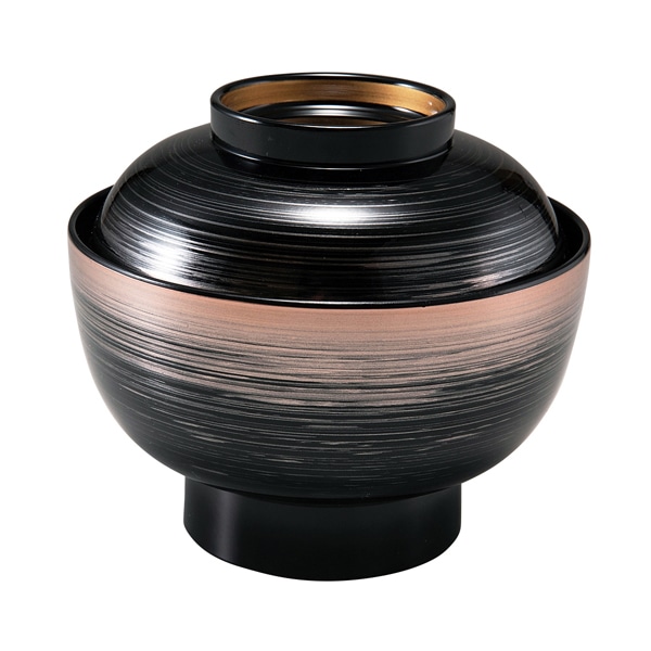 福井クラフト 耐熱雑煮椀　4.5寸　雑煮椀　蓋親セット 銀かすみ高台内金　内黒 33710890 1個（ご注文単位1個）【直送品】