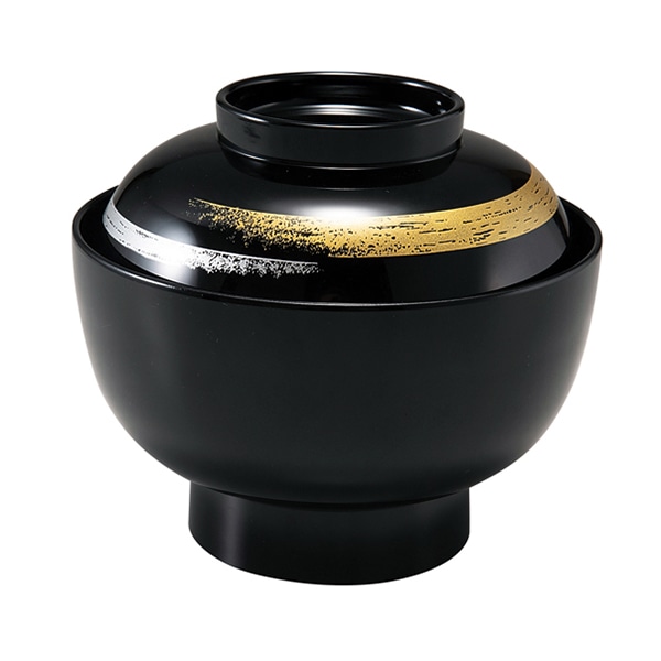 福井クラフト 耐熱雑煮椀　4.5寸　雑煮椀　蓋親セット 黒／かすり　内黒 33710920 1個（ご注文単位1個）【直送品】