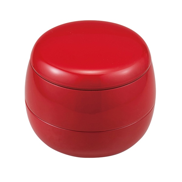 福井クラフト 6寸達磨型二段弁当 蓋親 仕切無 紅赤 内黒 40420914 1個(ご注文単位1個)【直送品】