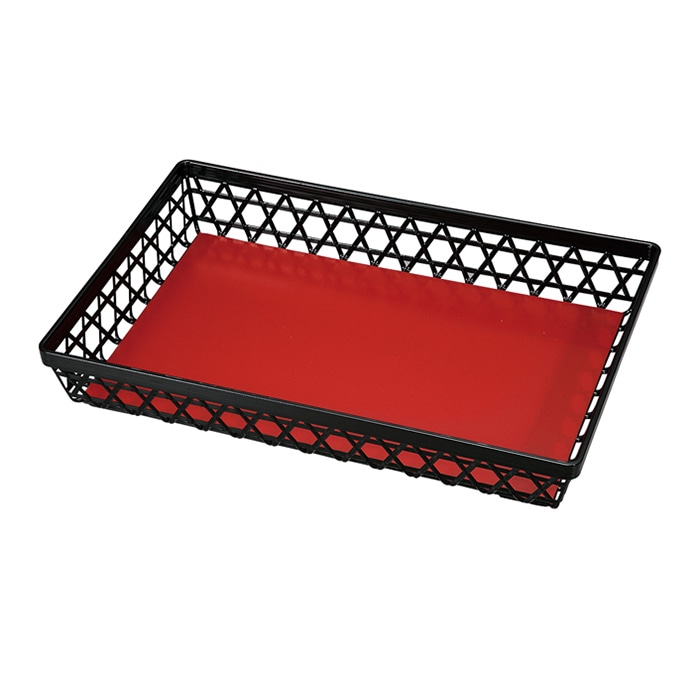 福井クラフト 盛込かご　尺3長角盛篭　本体 黒内底朱 41320120 1個（ご注文単位1個）【直送品】