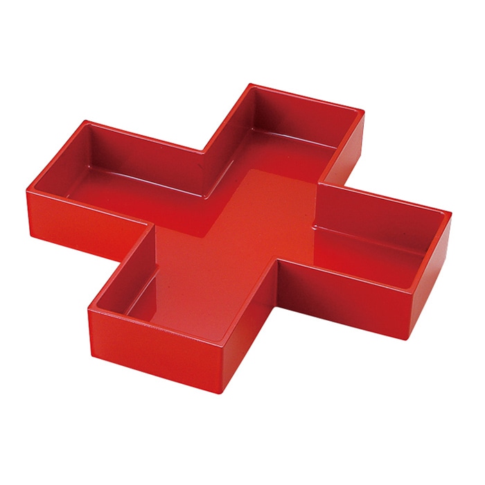 福井クラフト 十字箱仕切　玉手重用 赤　二度塗り 41320460 1個（ご注文単位1個）【直送品】