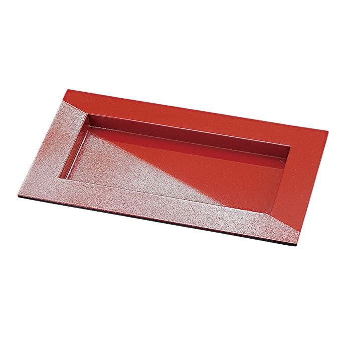 福井クラフト 前菜盛皿　7.5寸つば付き長角皿 朱／銀塗り分け 41321070 1個（ご注文単位1個）【直送品】