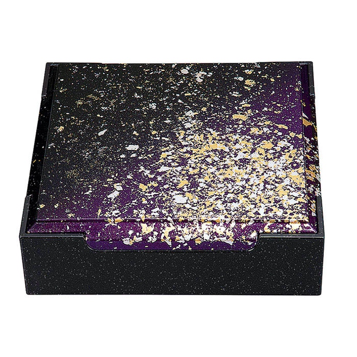 福井クラフト 8.5寸福松花堂　蓋親 箔舞踊／黒銀パール内黒天黒 41322640 1個（ご注文単位1個）【直送品】