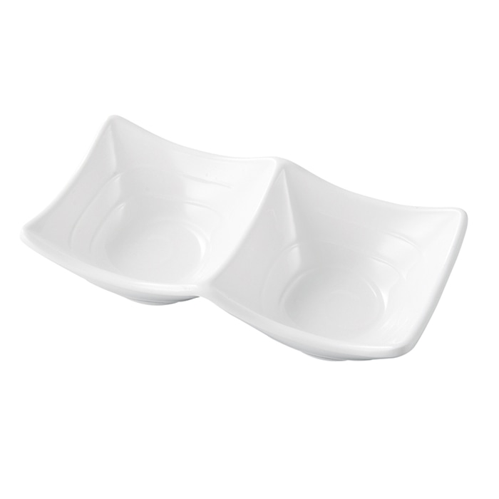 福井クラフト メラミン仕切皿 16.4cm 雅四方上二ツ切鉢 白グロス 51025510 1個(ご注文単位1個)【直送品】