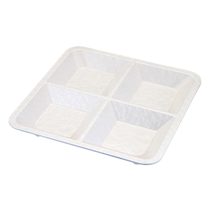 福井クラフト 松花堂仕切　8.5寸用四つ仕切 ホワイトアクア　裏白塗　汚染防止 55008845 1個（ご注文単位1個）【直送品】