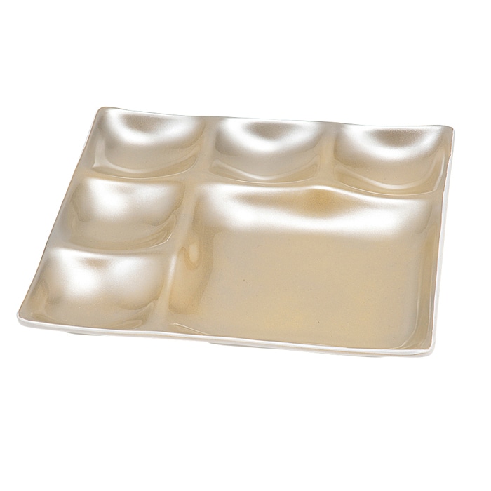 福井クラフト 25cm角　1／5プレート 黄金銀彩　裏白 55202690 1個（ご注文単位1個）【直送品】