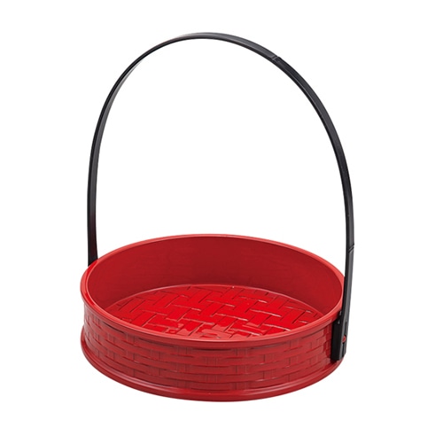 福井クラフト 手提盛器 5.5寸アジロ盛篭 赤二度塗 55203880 1個(ご注文単位1個)【直送品】