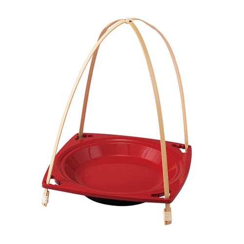 福井クラフト 手提盛器　手提四方円皿 赤二度塗 55203910 1個（ご注文単位1個）【直送品】