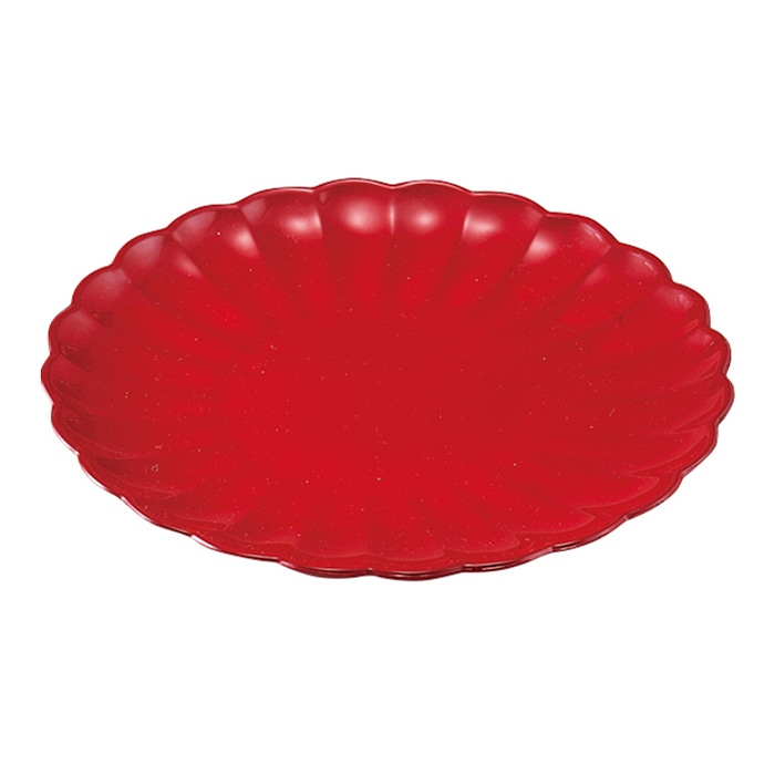 福井クラフト 盛皿　6.5寸菊丸皿 赤二度塗り 55204293 1個（ご注文単位1個）【直送品】