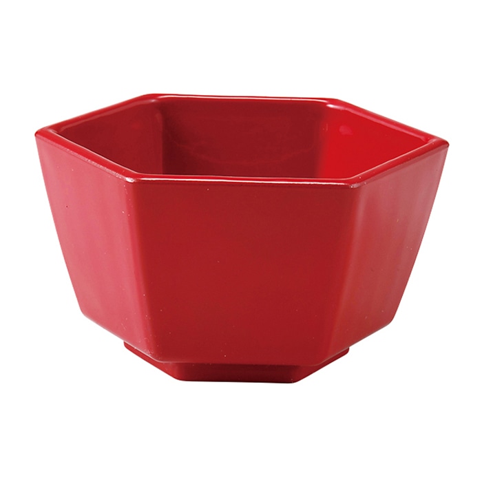 福井クラフト 六角小鉢 赤二度塗り 55205028 1個（ご注文単位1個）【直送品】