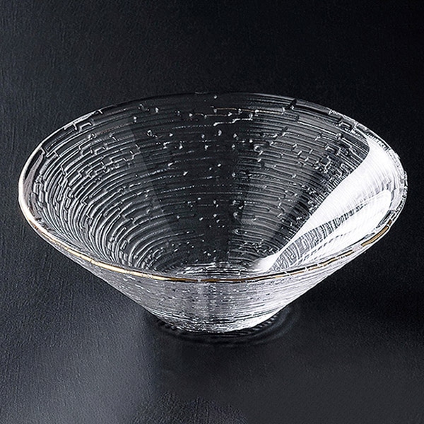 福井クラフト ガラス器　φ12cm　静波小鉢 透明／縁金 80115980 1個（ご注文単位1個）【直送品】