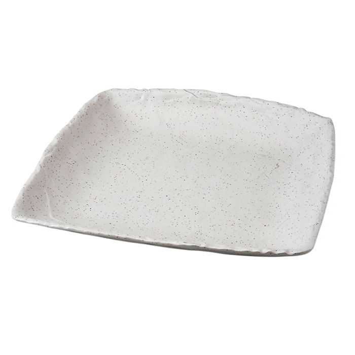 福井クラフト メラミン皿　35.5cm　削り変形角皿 粉引 80522015 1個（ご注文単位1個）【直送品】