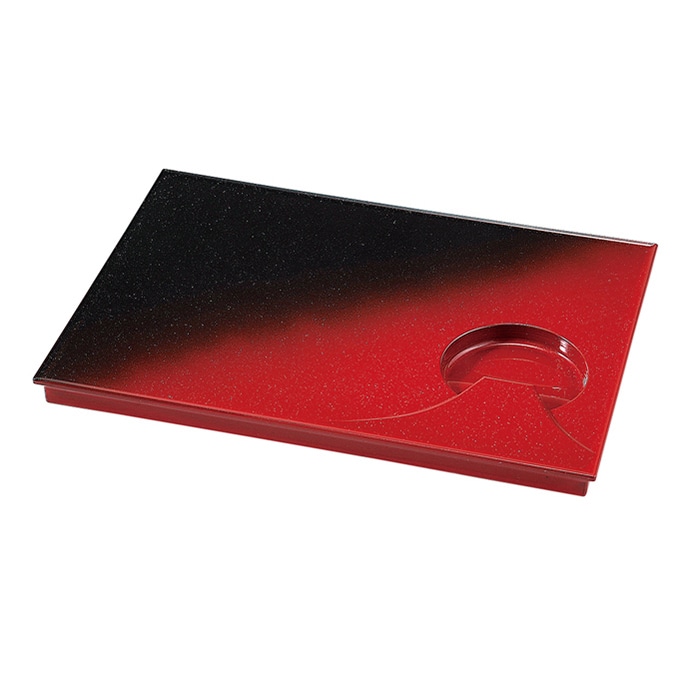 福井クラフト 盛込箱　耐熱月山プレート 黒朱ツートン 83310190 1個（ご注文単位1個）【直送品】