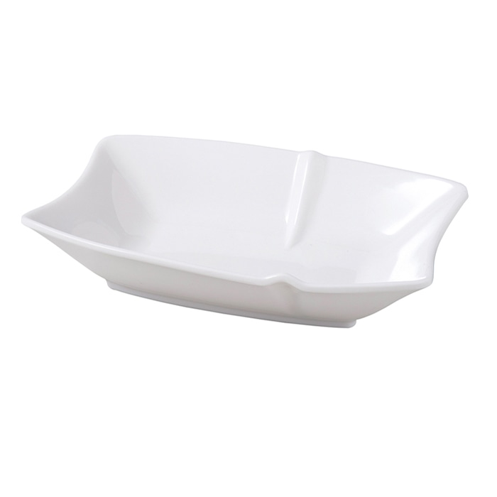 福井クラフト メラミン皿　25cm　竹割り長鉢　小 白グロス 83360230 1個（ご注文単位1個）【直送品】