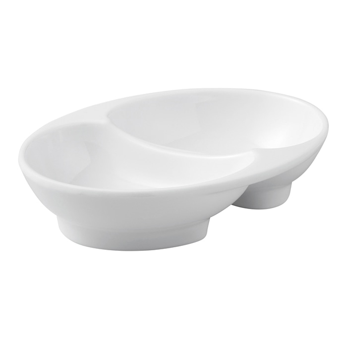 福井クラフト メラミン仕切皿　16.6cm　ツイン小鉢 白グロス 83361215 1個（ご注文単位1個）【直送品】