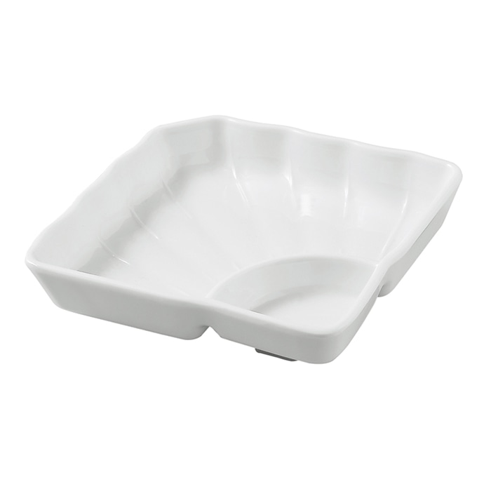 福井クラフト メラミン製　タレ付　扇皿　15cm 白グロス 83361230 1個（ご注文単位1個）【直送品】