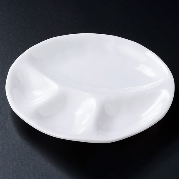 福井クラフト メラミン製 φ27.5cm 丸 4点プレート ホワイト 83361430 1個(ご注文単位1個)【直送品】