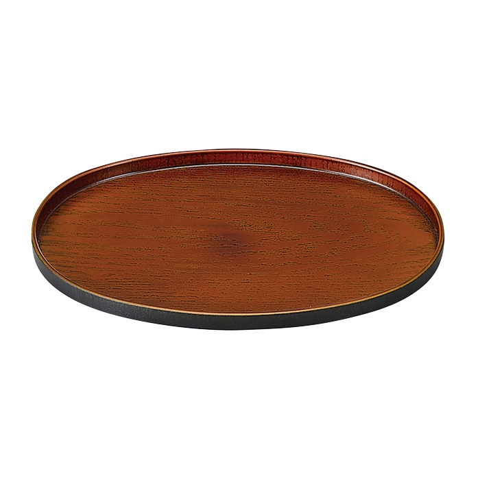 福井クラフト ミニトレー 25cm 小判木目盆 栃塗 15007980 1枚(ご注文単位1枚)【直送品】