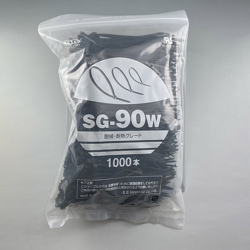 エスジー工業 結束バンド SGケーブルタイ スタンダード 耐候・耐熱 1000本 SG-90W 1袋(ご注文単位1袋)【直送品】