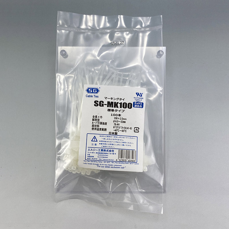 エスジー工業 結束バンド SGケーブルタイ マーキングタイ 乳白 100本 SG-MK100 1袋(ご注文単位1袋)【直送品】