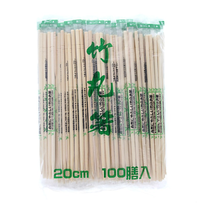 東亜箸販売 割箸 竹丸箸 つま楊枝入り 20cm ポリ完封 100膳/袋