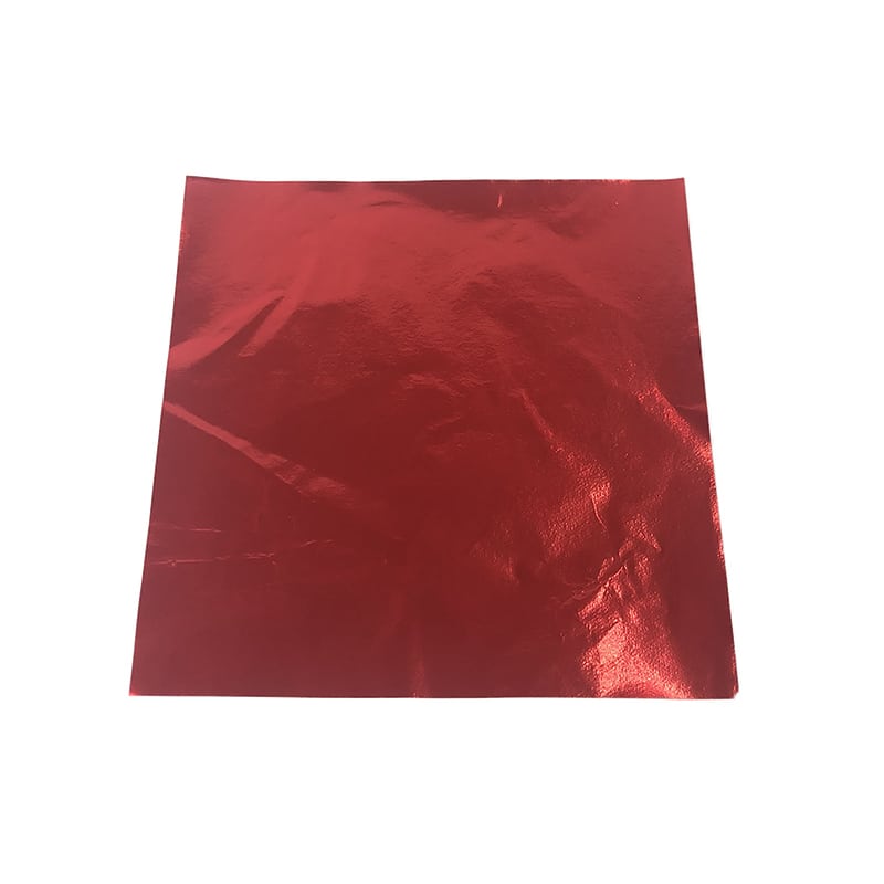 木村アルミ箔 アルミ箔平判 合紙入 9μ 90×90 赤 1000枚/袋（ご注文単位1袋）【直送品】