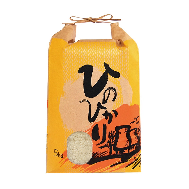 マルタカ 米袋 紐付クラフト 保湿タイプ ひのひかり 夕焼けこやけ 窓あり 5kg KHP140 300枚/箱(ご注文単位1箱)【直送品】