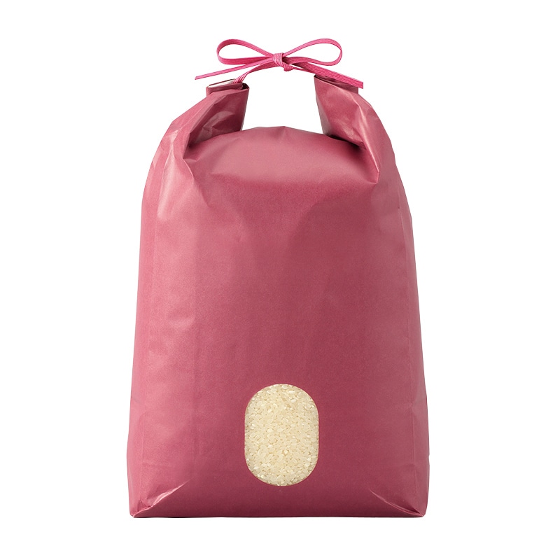 マルタカ 米袋 紐付カラークラフト 保湿タイプ 無地 エンジ 窓あり 5kg KHP863 300枚/箱(ご注文単位1箱)【直送品】