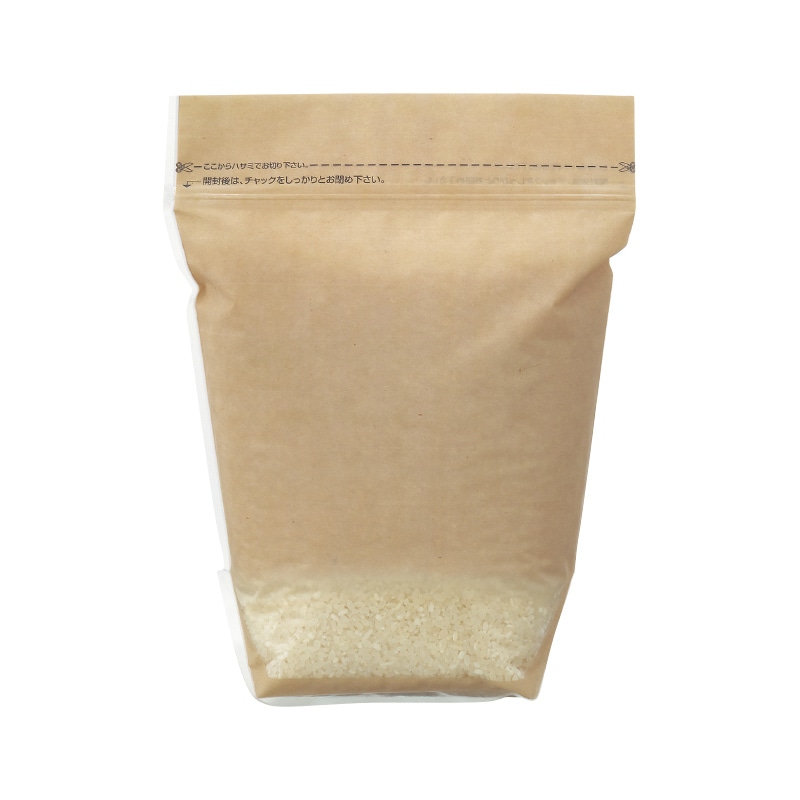 マルタカ 米袋 マットラミ スタンドパック チャック付 無地 クラフト調 2kg TN0002 500枚/箱(ご注文単位1箱)【直送品】