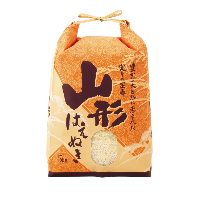 マルタカ 米袋　紐付クラフト 山形産はえぬき 稲扇　窓あり　5kg KH0001 300枚/箱（ご注文単位1箱）【直送品】