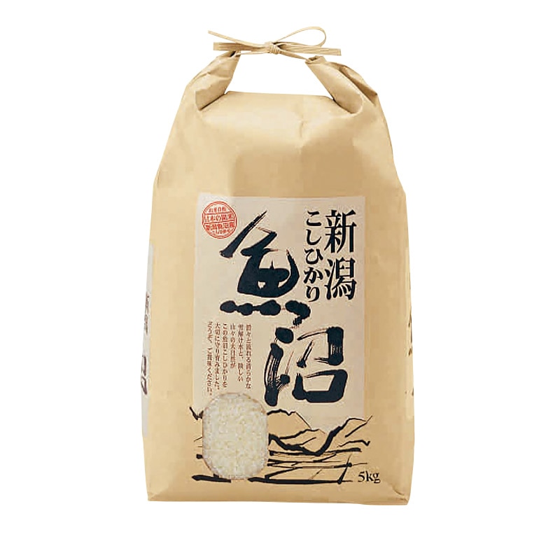 マルタカ 米袋　紐付クラフト 新潟県魚沼産こしひかり 光雪　窓あり　5kg KH0170 300枚/箱（ご注文単位1箱）【直送品】