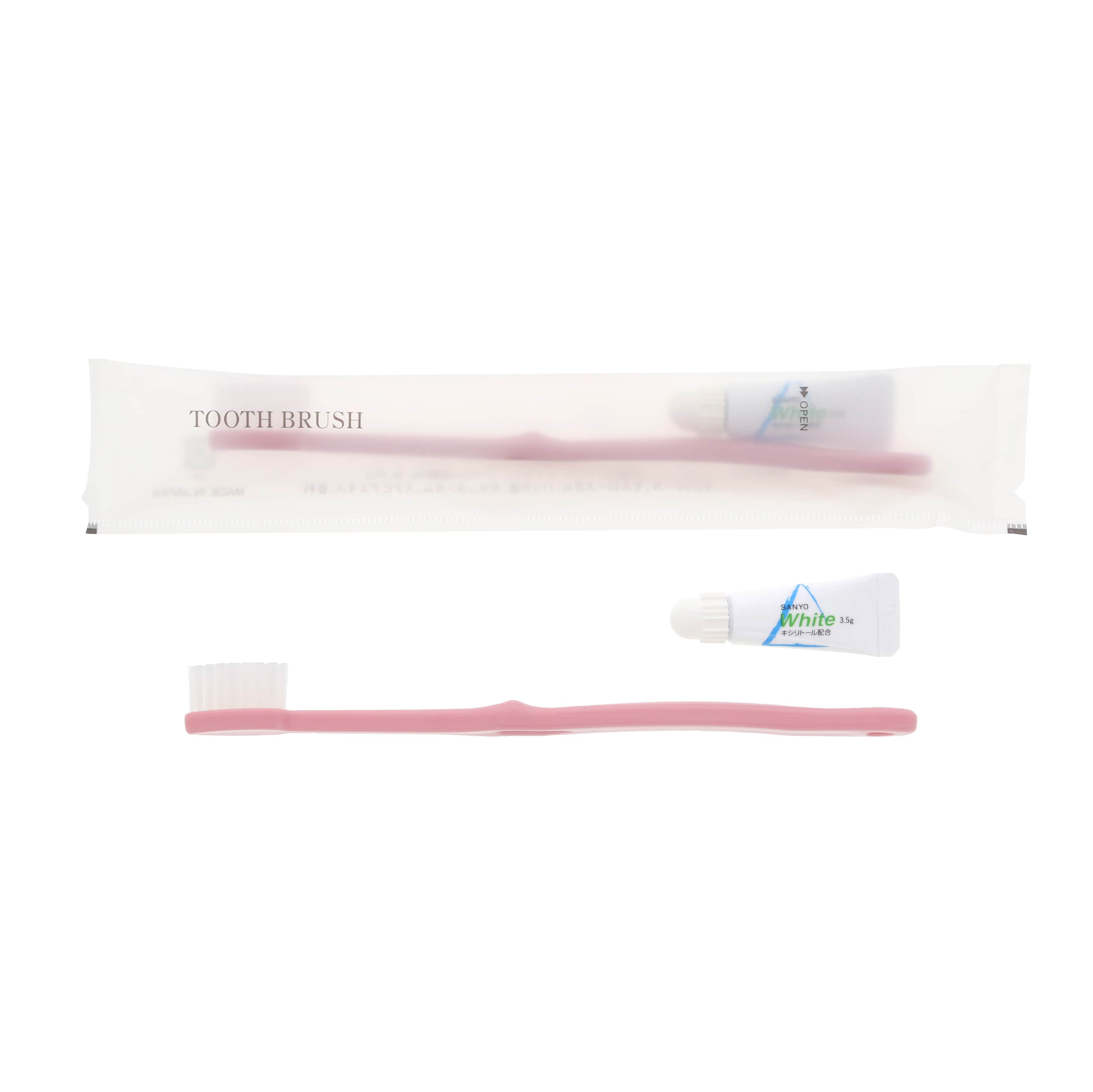 山陽物産 ハブラシセット　個包装 L-2M-3.5g　ピンク 11133PK 250個/束（ご注文単位4束）【直送品】