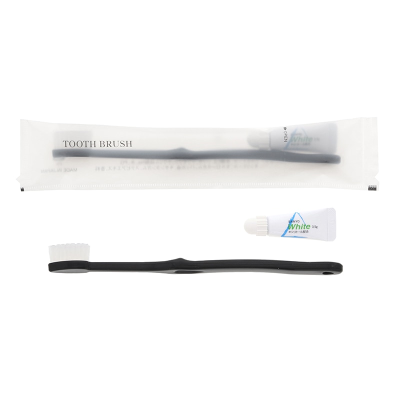 山陽物産 ハブラシセット　個包装 L-2M-3.5g　黒 11133BK 250個/束（ご注文単位4束）【直送品】